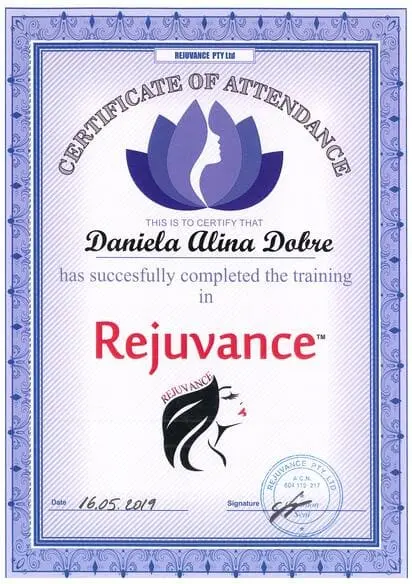 Diploma Daniela Dobre Rejuvance Brașov