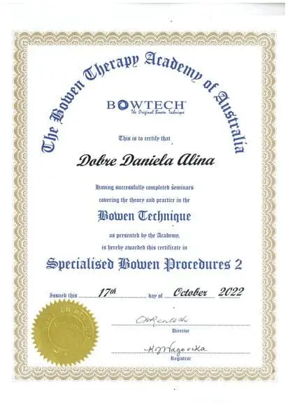 Diploma Daniela Dobre Bowen Brașov