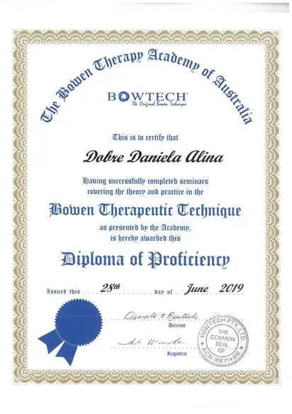 Diploma Daniela Dobre Bowen Brașov